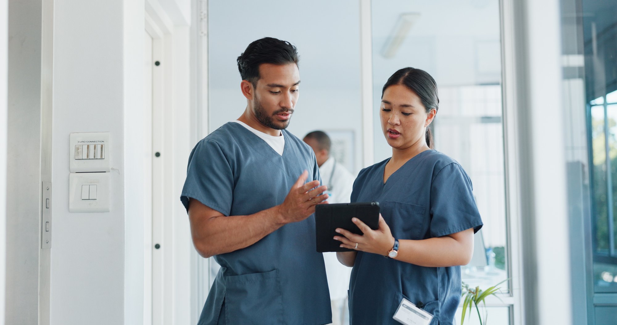 Medical Advice, Help and Doctors with a Tablet for Healthcare, R